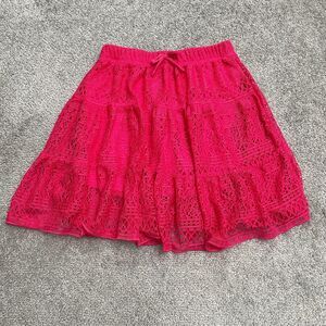 R n B Lace A-Line Skirt Skort Girls Kids Large 14 Pink Knee Length Casual School